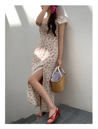 French slit floral dress