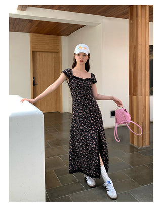 French slit floral dress