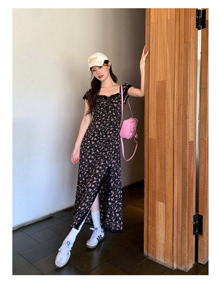 French slit floral dress