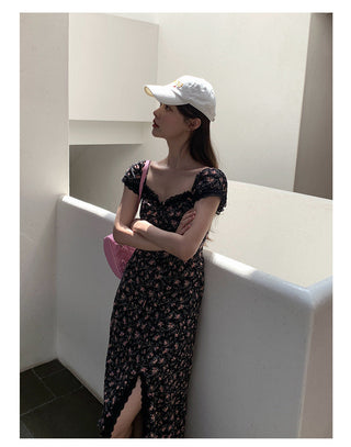 French slit floral dress