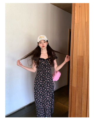 French slit floral dress