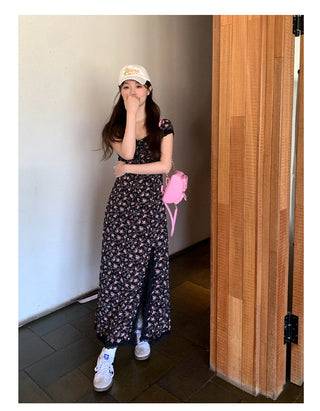 French slit floral dress