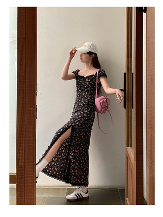 French slit floral dress