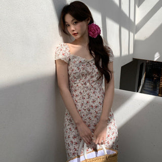 French slit floral dress