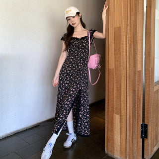 French slit floral dress