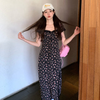 French slit floral dress