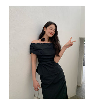 French split high waist skirt