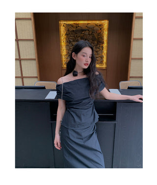 French split high waist skirt