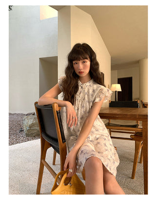 butterfly print short dress