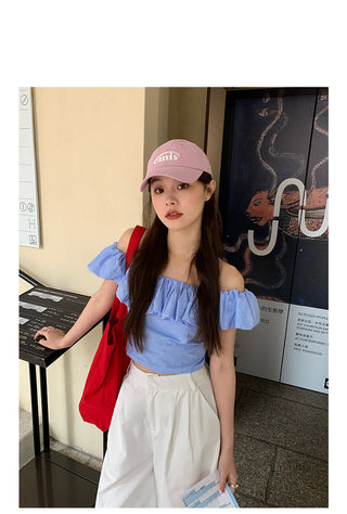 French striped ruffle top