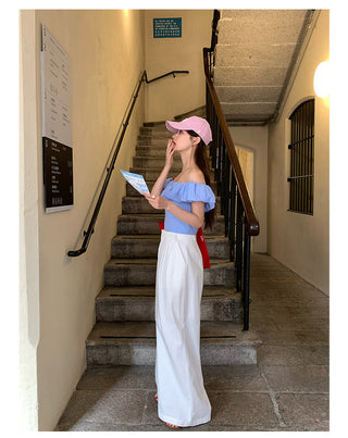 French striped ruffle top