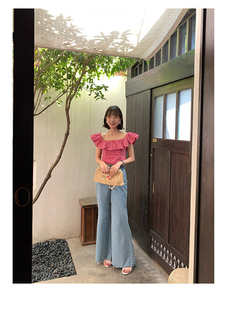 French striped ruffle top