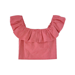 French striped ruffle top