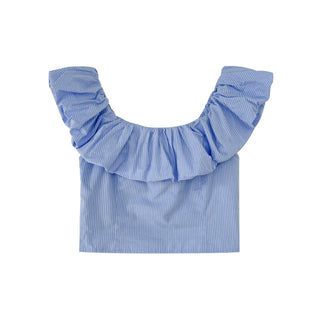 French striped ruffle top