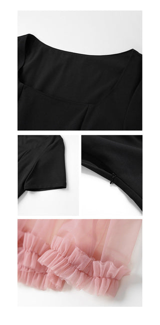 mesh square collar dress