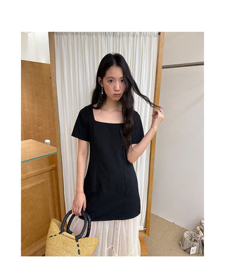 mesh square collar dress