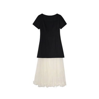 mesh square collar dress