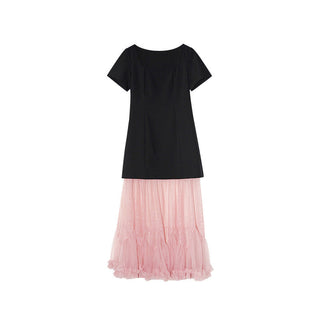 mesh square collar dress