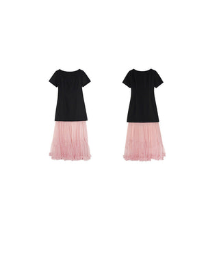 mesh square collar dress
