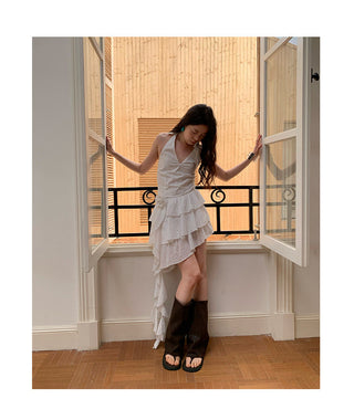 halter backless dress