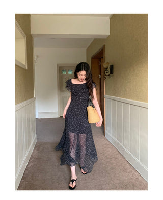 polka-dot ruffled dress