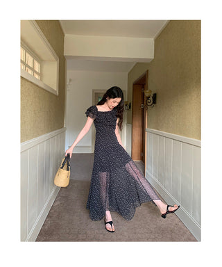 polka-dot ruffled dress