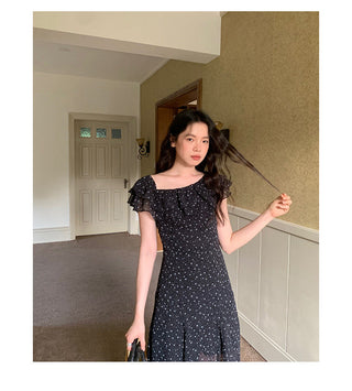 polka-dot ruffled dress