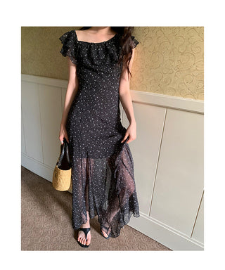 polka-dot ruffled dress