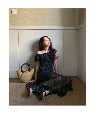 polka-dot ruffled dress