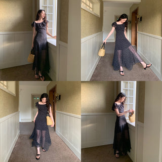 polka-dot ruffled dress