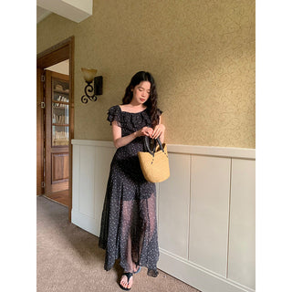 polka-dot ruffled dress