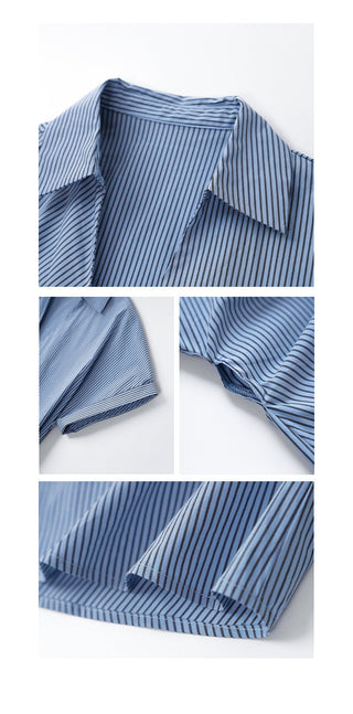 striped lace-up shirt