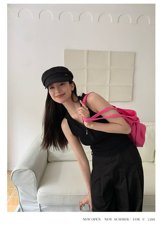 hooded backless top