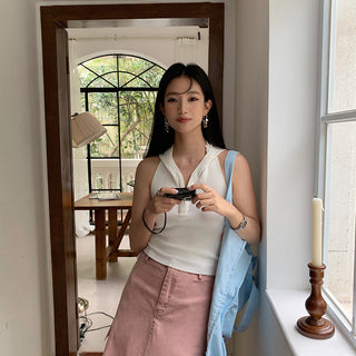 hooded backless top