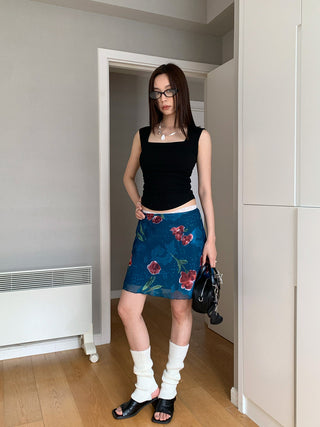 rose printed skirt