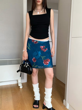 rose printed skirt