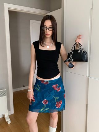 rose printed skirt