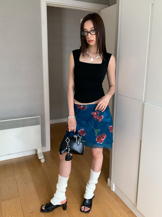 rose printed skirt