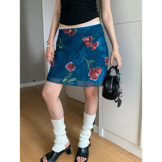 rose printed skirt