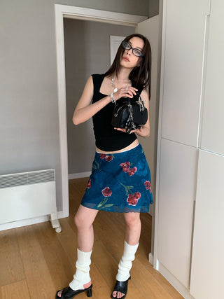 rose printed skirt