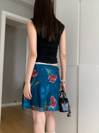 rose printed skirt