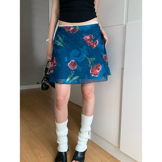 rose printed skirt