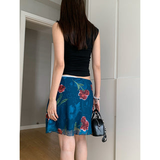 rose printed skirt