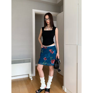 rose printed skirt