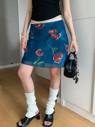 rose printed skirt