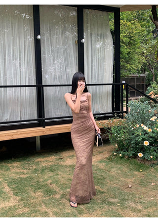 brown lace dress