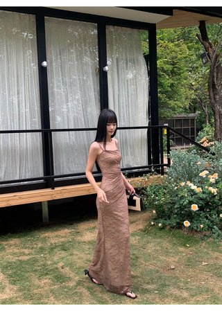 brown lace dress