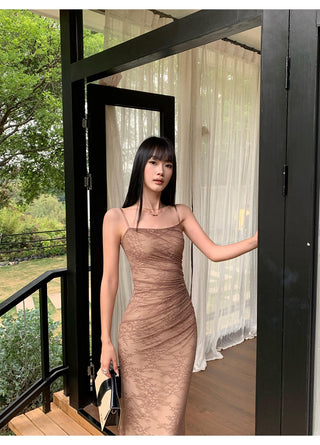 brown lace dress
