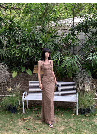 brown lace dress