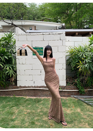 brown lace dress